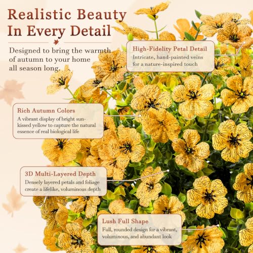 2 Pack 22" Artificial Fall Flowers Stake UV Resistant Outdoor Autumn Yellow (Yellow)