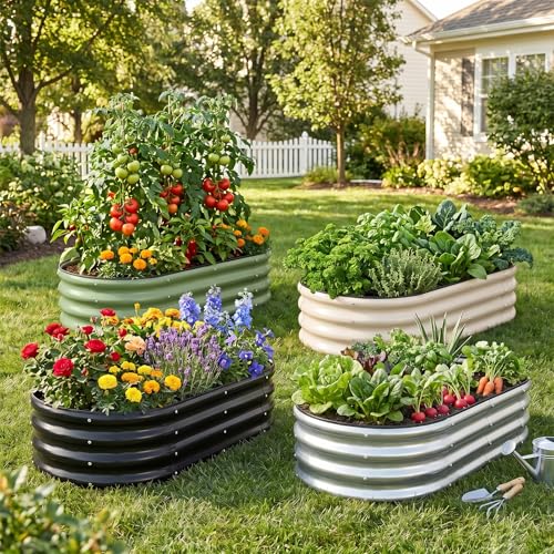 Galvanized Raised Garden Bed Outdoor (Green / 4×2×1ft（4pcs）)