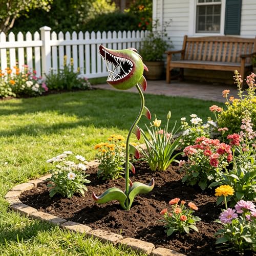 Whimsical Metal Carnivorous Plant Garden Stake (E)