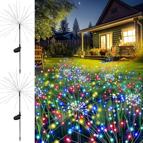 2 Pack Solar Firework Lights Outdoor (2 PACK 120 LEDS / Multicolor)