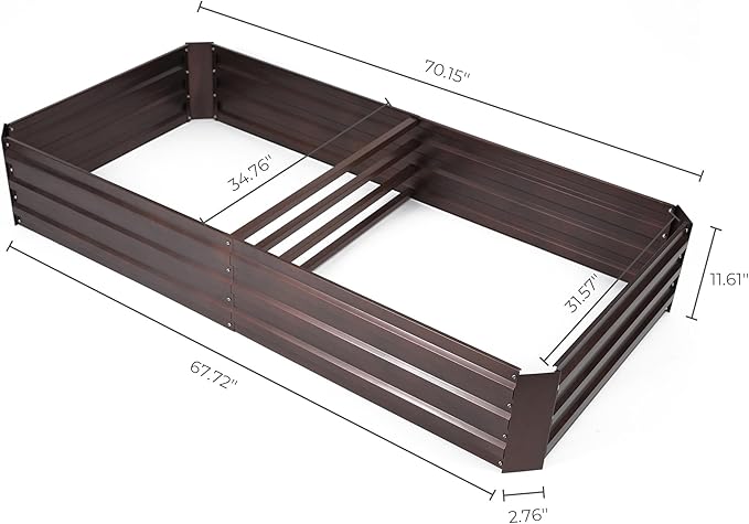 LuxenHome Galvanized Raised Garden Bed Kit, 6x3x1ft Raised Garden Bed Outdoor, Rectangular Metal Gardening Planter Box, Large Plant Pot, Planting Bed Gardening Tools for Vegetables Flowers Herbs