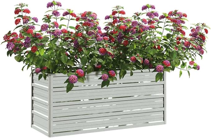 Rectangular Metal Garden Raised Bed, Silver Galvanized Steel, 39.4 x 15.7 x 17.7 Inches, Outdoor Planter for Vegetables, Flowers