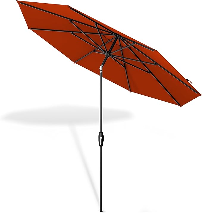 Midtown Umbrellas – The Swilt 10 Ft Patio Umbrellas with 360° Swivel & Tilt Mechanism, 8 Fiberglass Ribs & Terylast Polyester Fabric for Backyard, Deck, Pool & Cafes - Apple Canopy, Black Pole