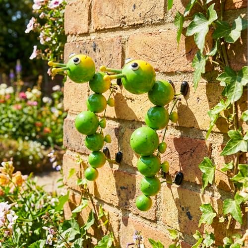 Metal Caterpillar Statue Yard Art Garden Decor (Green)
