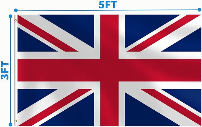 British Flag 3x5 FT Heavy Duty Union Jack UK Flag Double Stitched Vivid Color Fade Proof Outdoor Decor With Brass Grommets(UK)