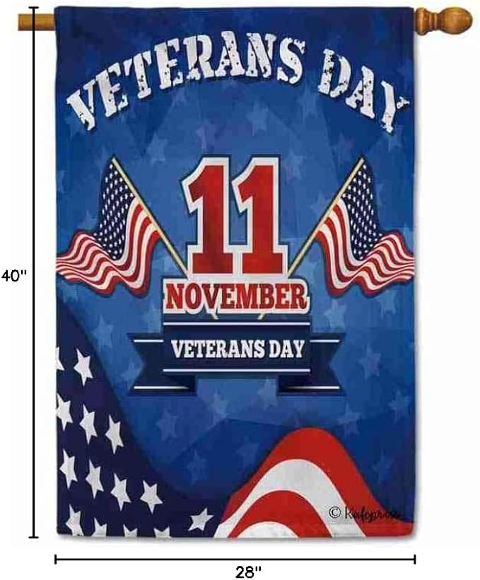 Happy Vaterans Day Retro Vintage Happy Veterans Day Decorative House Flag Us America Flag Decor Patriotic Banner for Indoor and Indoor and Outdoor 28x40 Inch Double Sided