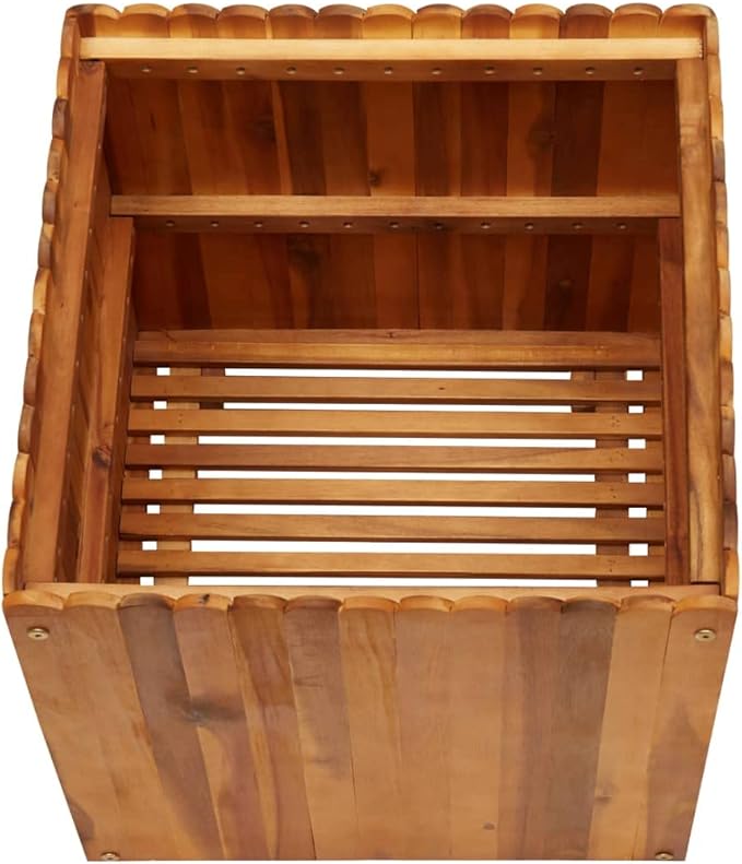 Outdoor Garden Planting Box, Backyard Garden Planting Bed Flowers, Herbs Garden Raised Bed 19.6"x19.6"x19.6" Solid Acacia Wood