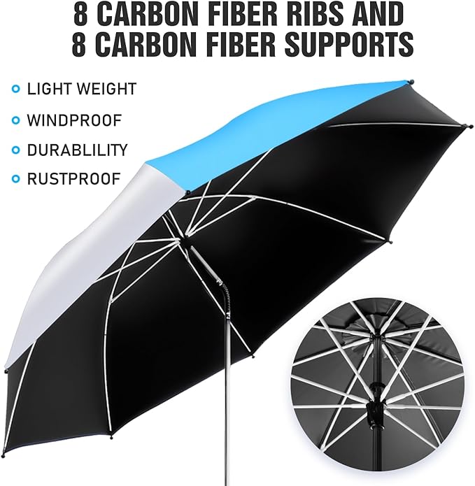 2 Pack Beach Umbrella with 360 Universal Clamp, UPF50+ Umbrella Outdoor Patio Sun Protection for Chairs, Beach &Patio Use (Not Include Chair)