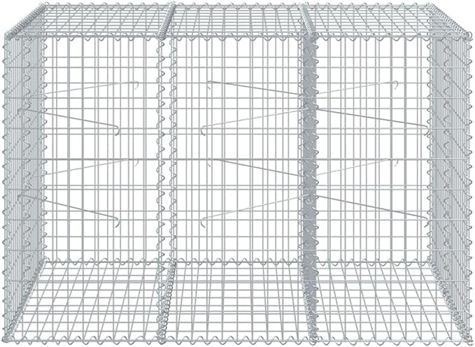 Galvanized Iron Gabion Basket with Cover 59.1"x39.4"x39.4" Outdoor Metal Planter Box for Raised Garden Bed, Landscaping, Stone Fence Wall Design