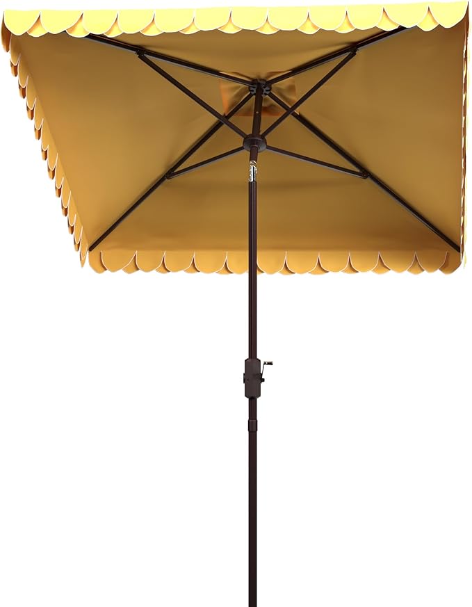 Safavieh Outdoor Elegant Valance White and Black 7'6" Square UV Protected Umbrella, White/Black