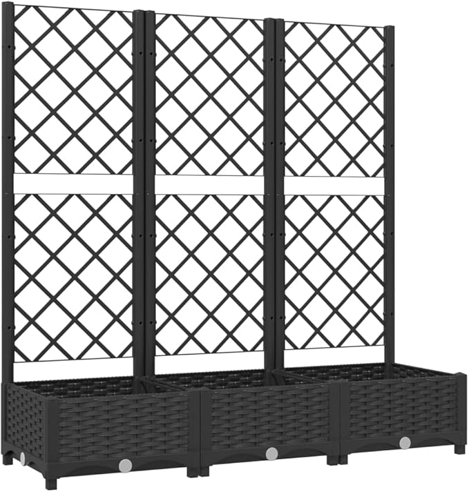 Raised Garden Bed with Trellis Black 47.2"x15.7"x47.8" Outdoor Planter Box Elevated Flower Bed for Climbing Plants Tomatoes Peas Roses for Patio Balcony Garden