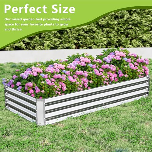 2PCS 6x3x1FT Galvanized Raised Garden Bed (6x3x1(2PCS) / Silver)