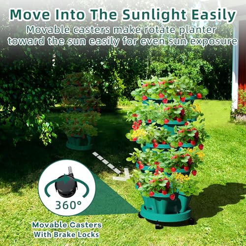 Strawberry Vertical Planters Tower Garden (Hunter Green / 7 Tier-1 Pack)