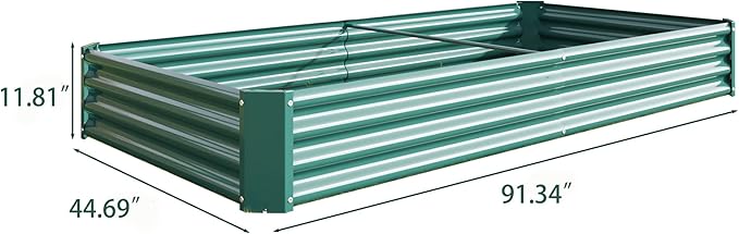 Galvanized Raised Garden Beds Outdoor, 7.6×3.7×1 ft Planter Raised Beds for Gardening, Vegetables, Flowers, Large Metal Garden Box, Tool-Free Assembly (Green, 7.6×3.7×1ft)