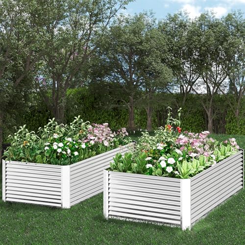 3pcs Tall Galvanized Raised Garden Bed Outdoor (4x2x1.5ft)
