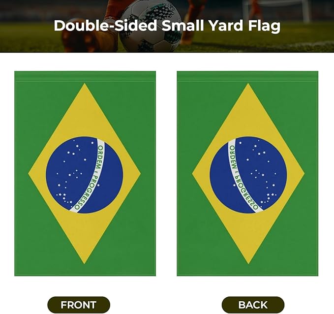 Brazil Garden Flag 12 x 18 Inch, Brazilian Yard Flag Double Sided Burlap Outdoor Decor for Porch, Lawn, Mailbox, National Celebrations