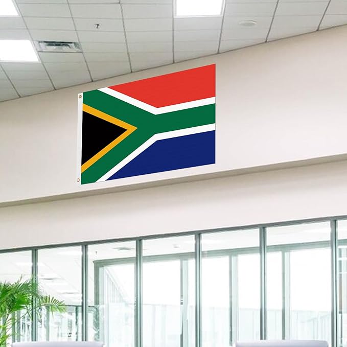 ASUNO South Africa Flag 3 × 5 Feet Polyester South African National Banner with 2 Brass Grommets Double Side Vivid Color Fade Resistant for Outside Garden Lawn Patio