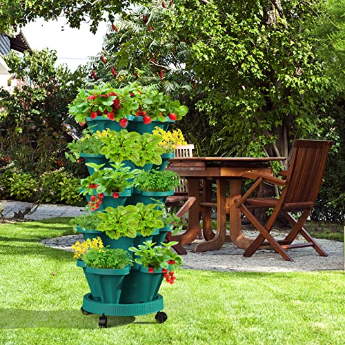 Strawberry Vertical Planters Tower Garden (Hunter Green / 7 Tier-1 Pack)