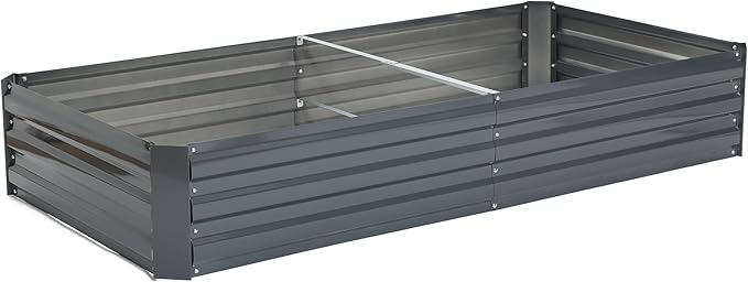 LuxenHome Galvanized Raised Garden Bed Kit, 6x3x1ft Raised Garden Bed Outdoor, Rectangular Metal Gardening Planter Box, Large Plant Pot, Planting Bed Gardening Tools for Vegetables Flowers Herbs