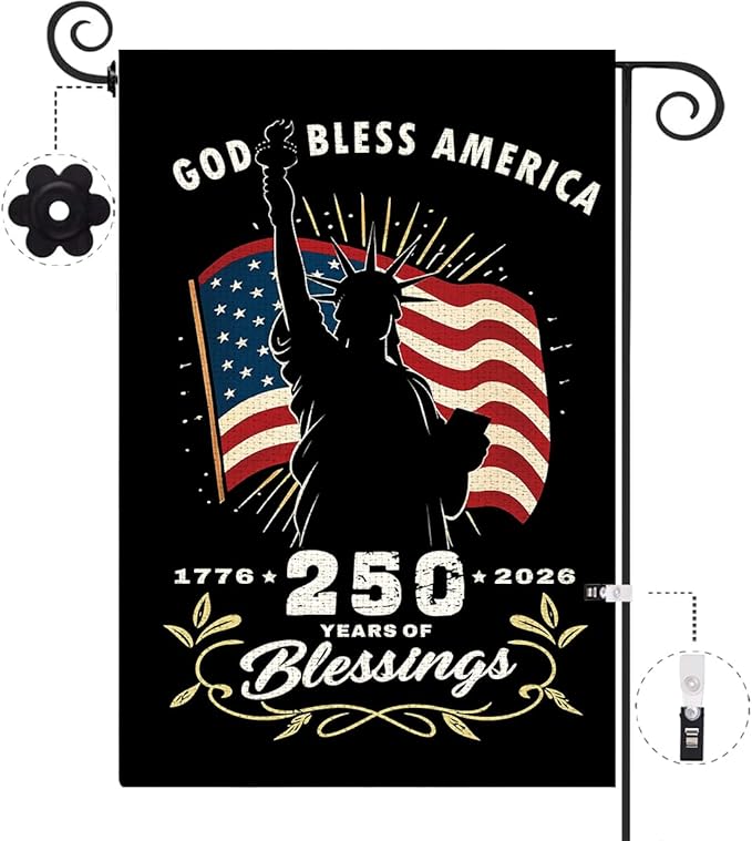 250th Anniversary USA Garden Flag for Outside 1776-2026 Patriotic American Flag Double-Sided Waterproof Yard Flag 12x18 Inch 4th of July Decorations USA 250th Merchandise God Bless America 4