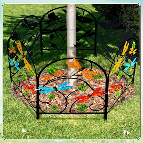 6 Pack Dragonfly Garden Fence 16.5" H x 11.8" W Metal Border (Dragonfly)