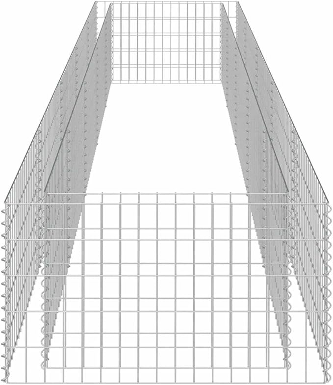 vidaXL Gabion Raised Bed - Durable Galvanized Steel Garden Planter/Flower Bed - Weather- Outdoor Planter with High Load Capacity - 177.2"x35.4"x19.7"