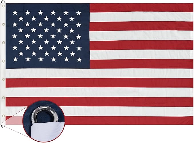 TOPFLAGS American Flag 20x38 Ft Large US Flags Heavy Duty Embroidered Stars Sewn Stripes USA Giant Flags Outdoor 5 Brass Grommets for Outside Wall