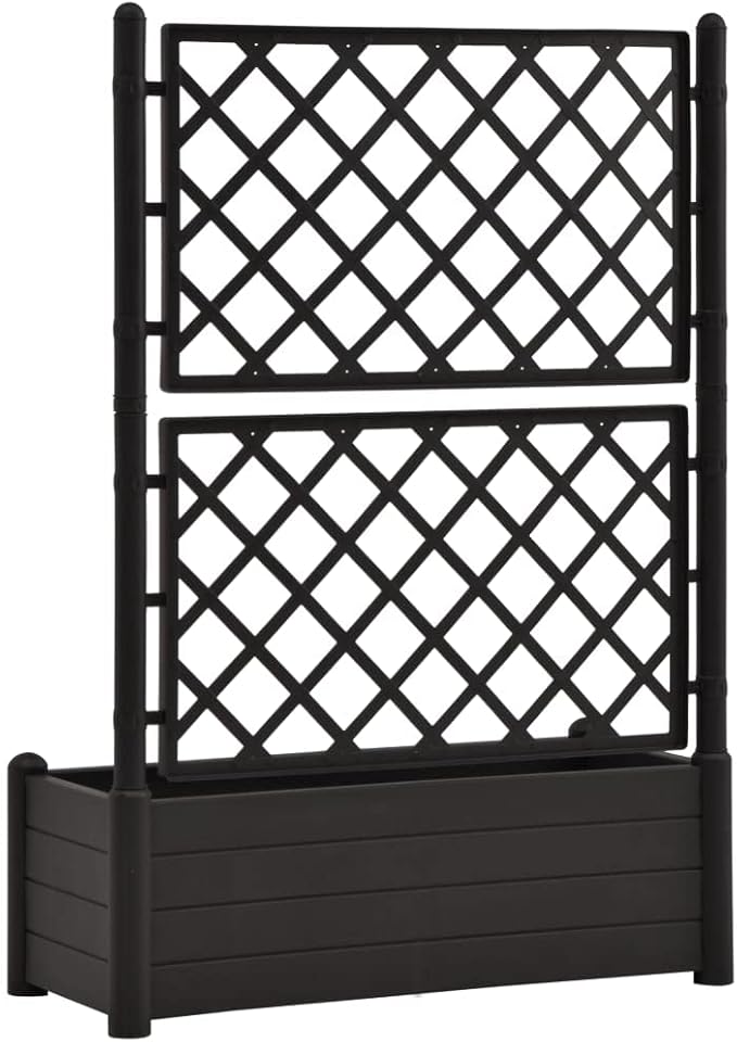 Garden Planter with Trellis,PP Planter with Trellis, Planter Box with Trellis, Raised Garden Bed Outdoor for Plants Hanging Flower Baskets, 39.4"x16.9"x55.9" Anthracite