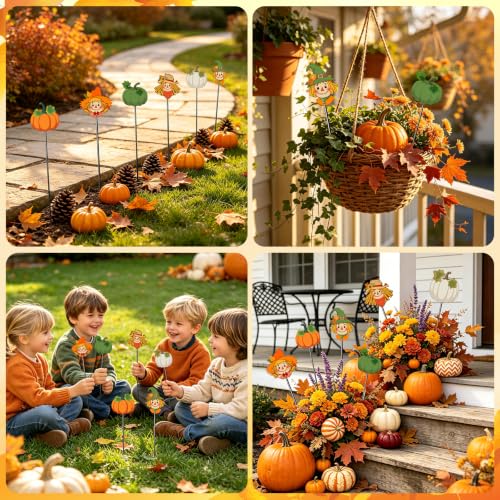 6 Pcs Fall Metal Garden Stakes 12" Fall Outdoor Decor for Home