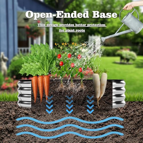 Garden Box Raised Flower Bed Galvanized Metal Planter Round Raised Garden Bed Kit for Gardening Outdoor 1PC Gold 2X2X1FT (Gold / 2x2x1FT（1pcs）)