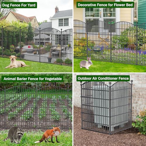 5 Panel No Dig Decorative Garden Fence with Gate 40" H x 11.8'L Dog Barrier (40 in(H) X 11.8 ft(L))