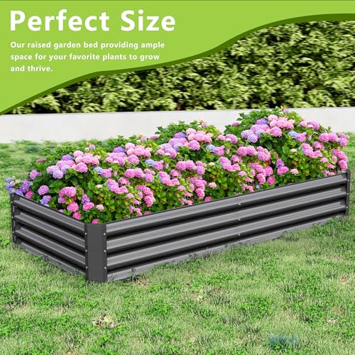 2PCS 6x3x1FT Galvanized Raised Garden Bed (6x3x1(2PCS) / Gray)