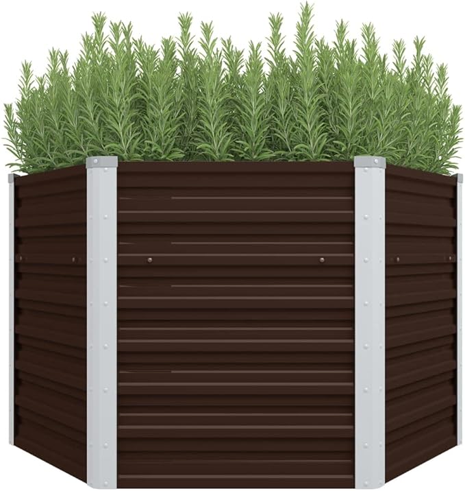 Garden Raised Bed Brown 50.8"x50.8"x30.3" Galvanized Steel,Raised Garden Bed,Outdoor Planters for Flower Herb Garden