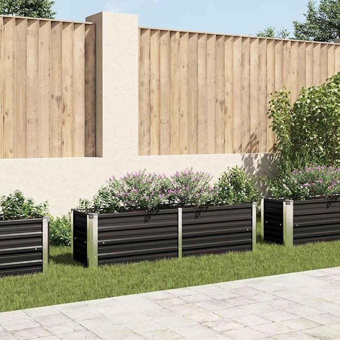 Elevated Box Stand Gardening Box Boxes Garden BedGarden Raised Bed Anthracite 63"x15.7"x17.7" Galvanized Steelfor Patio Balcony backyards