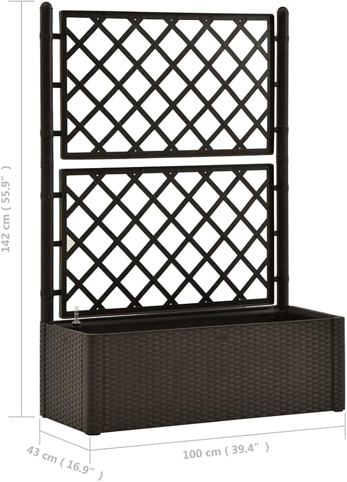 Raised Garden Bed,Garden Box,for Vine Climbing Plants Vegetable Flower Free-Standing Raised Planter,Garden Raised Bed with Trellis and Self Watering System,for Yard Garden Indoor Outdoor,Mocha