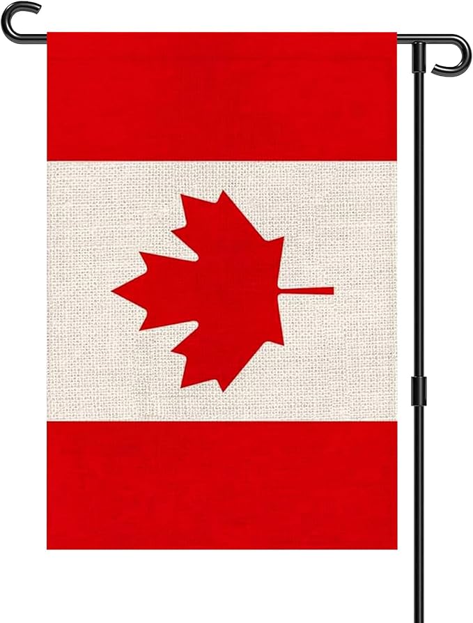 Canada Garden Flag 12 x 18 Inch, Canadian Yard Flag Double Sided Burlap Outdoor Decor for Porch, Lawn, Mailbox, National Celebrations
