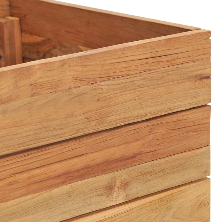 Raised Bed 59.1"x15.7"x15" Solid Wood Teak and Steel,Raised Garden Bed,Outdoor Planters for Flower Herb Garden
