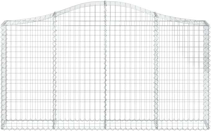 Gabion Basket Set of 4, Silver Galvanized Iron, Large Rectangular Metal Outdoor Planters for Garden Walls, Sound Absorbing, Durable Construction