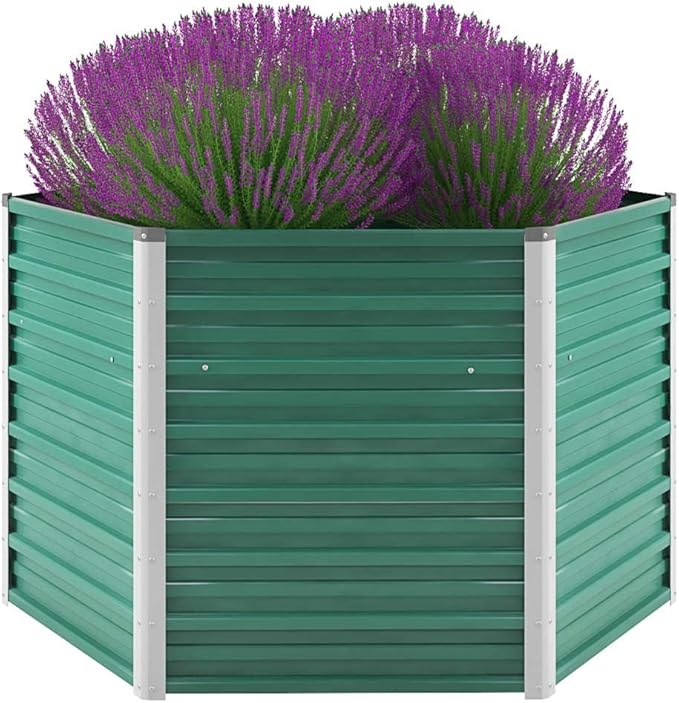 Garden Raised Bed Galvanized Steel 50.8"x50.8"x31.3" Green,Raised Garden Bed,Outdoor Planters for Flower Herb Garden