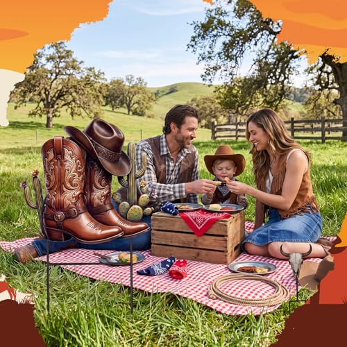 Western Cowboy Outdoor Decor Decorative Metal Garden Stakes 23 Inch (Cowboy)