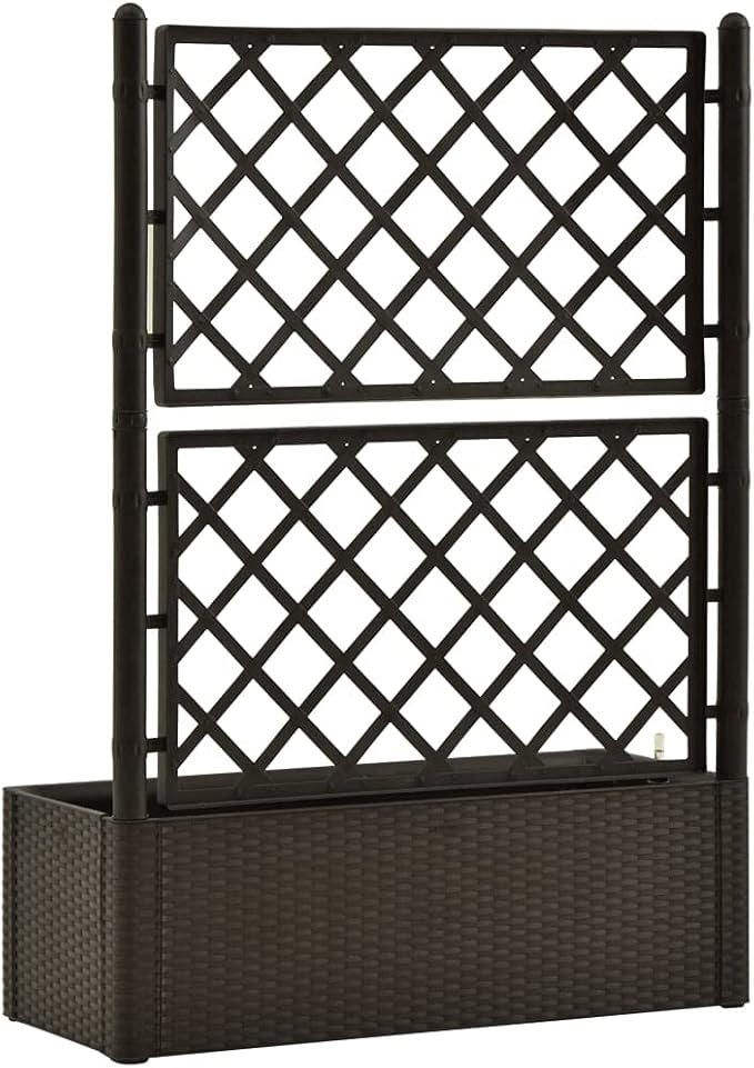 Garden Raised Bed with Trellis and Self Watering System Mocha,Flower Bed Outdoor Planters Trellis Planter,Rustic Planter Box with Trellis Raised Garden Bed Outdoor for Plants