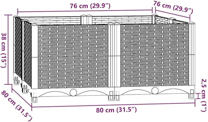 Raised Garden Bed 31.5" x 31.5" x 15" Polypropylene Outdoor Planter Blue Gray Raised Bed Garden for Vegetables, Flowers, and Herbs, Elevated Garden Beds for Outdoor Use