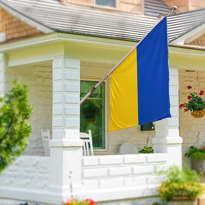 ASUNO Ukraine Flag 3 × 5 Feet Polyester Ukrainian National Banner with 2 Brass Grommets Double Side Vivid Color Fade Resistant for Outside Garden Lawn Patio