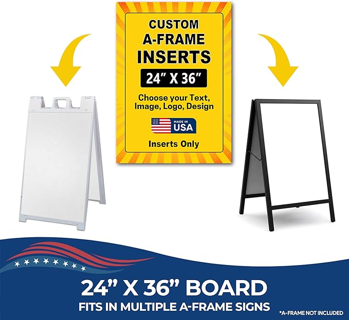 Custom A-Frame Sign Inserts Only by DreamController - Personalized Print Inserts with Your Photo, Text or Logo | Durable Custom Panels for Sidewalk Boards, Retail & Event | 24x36 inch