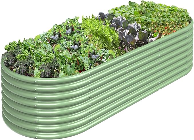 FRIZIONE 8FT(L)×3FT(W)×2FT(H) Raised Garden Bed Outdoor, Raised Garden Beds for Flower, Raised Planter Box Outdoor for Herb, Vegetable-Light Green