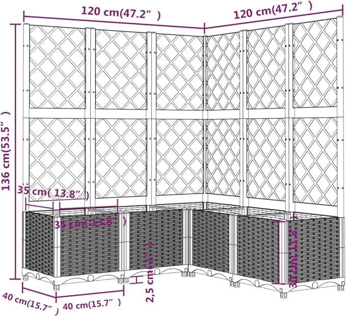Garden Planter Large Planters Galvanized Steel Wire Mesh Retaining Welded Bed for Garden Fence, Landscape, Patio, Brown Polypropylene Baskets Cages