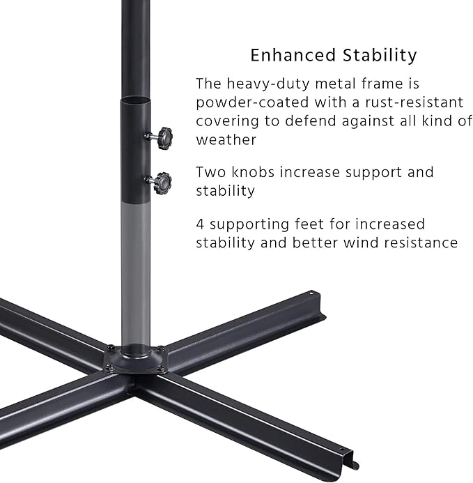 Yaheetech 10FT Patio Offset Umbrella - Cantilever Hanging Outdoor Umbrellas w/UV Protection & 8 Ribs & Handy Crank & Cross Base for Market/Garden/Lawn/Deck/Backyard/Pool - Gray