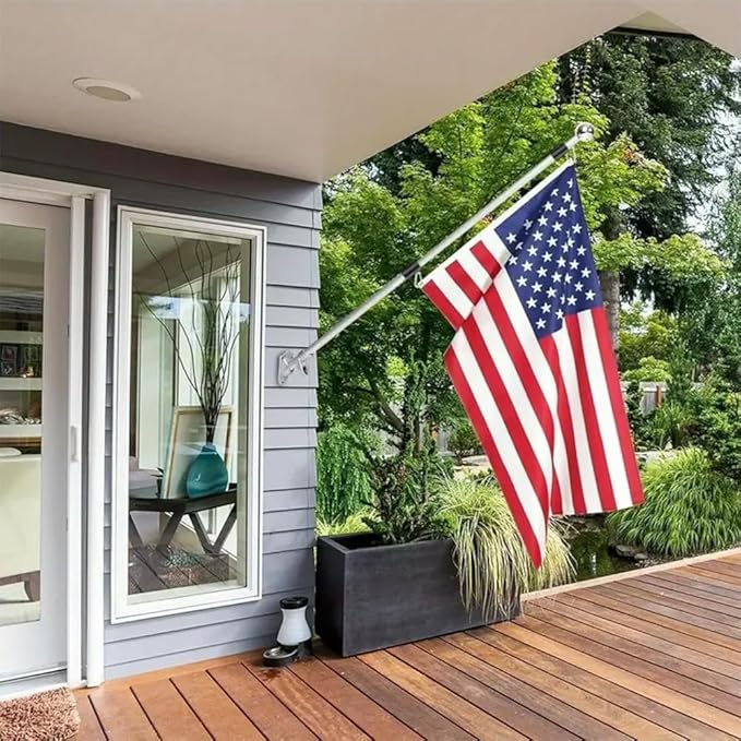 Heavy Duty Spun Polyster American Flag 5x8 FT for Outside,Tearproof Super Tough Series，Fade Resistant All Weather US Flags 5 x 8 Outdoor,Waterproof and High Wind USA Flag-Embroidered Stars,Brass Grommets