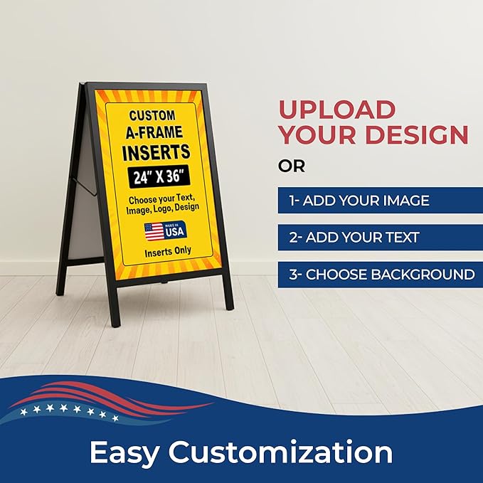 Custom A-Frame Sign Inserts Only by DreamController - Personalized Print Inserts with Your Photo, Text or Logo | Durable Custom Panels for Sidewalk Boards, Retail & Event | 24x36 inch