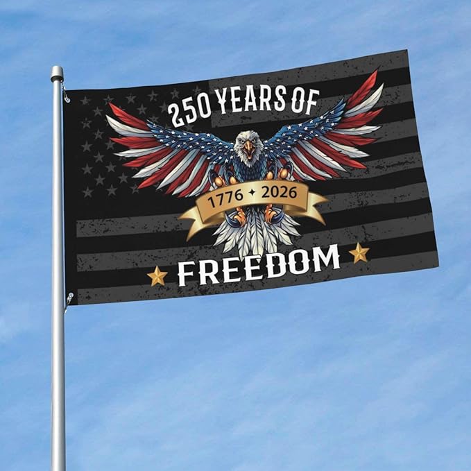 250 Years America Flag – 3x5 FT US 250th Anniversary Flags 1776-2026 Merchandise Banner – 250 Anniversary USA Flag with Grommets – Outdoor Patriotic Yard Decor